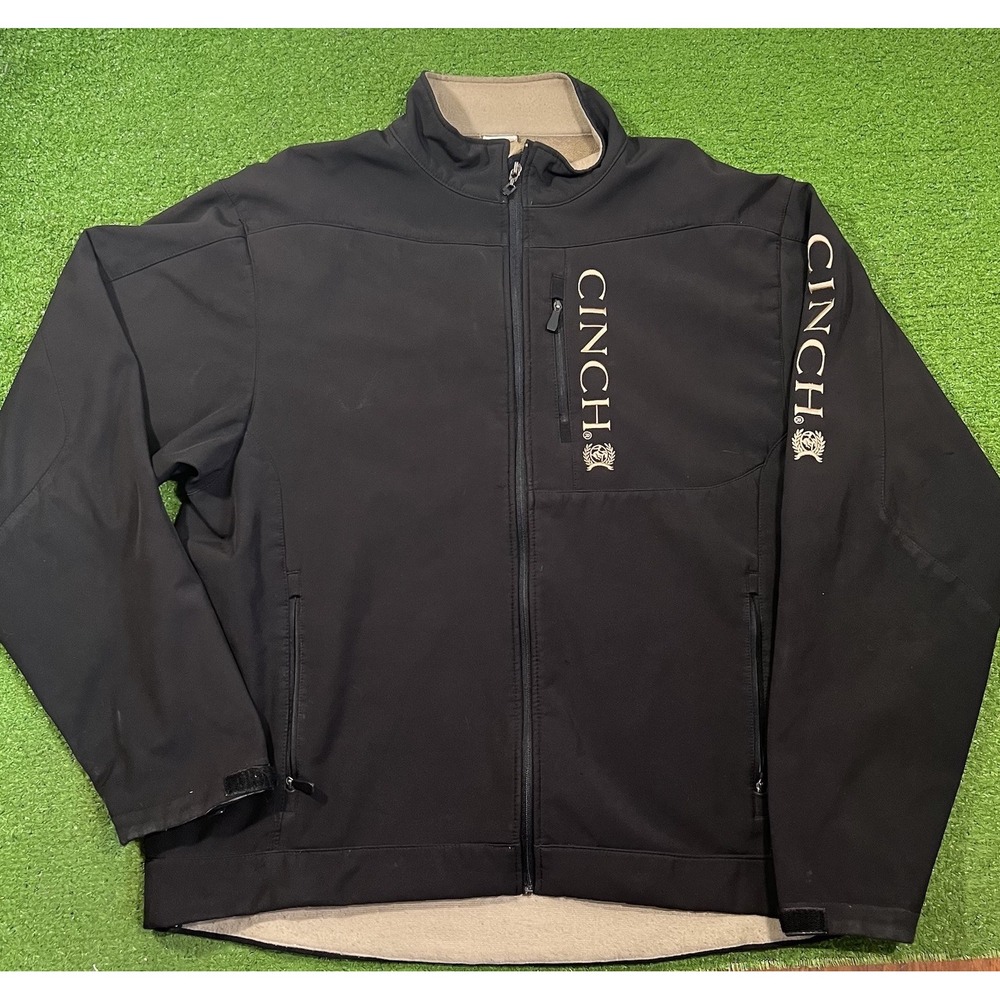 Cinch Bonded Jacket 2XL Fleece Lined Western Coat Black Softshell Gold Lettering